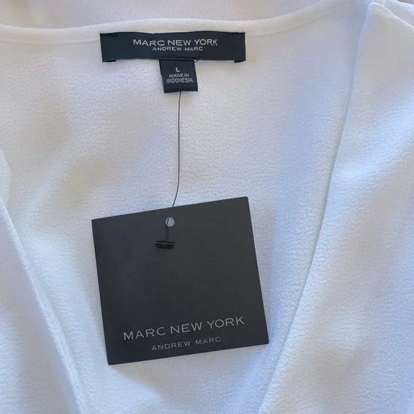 Marc New York White/Black Long Sleeve Women’s Blouse Size Large - Picture 5 of 8